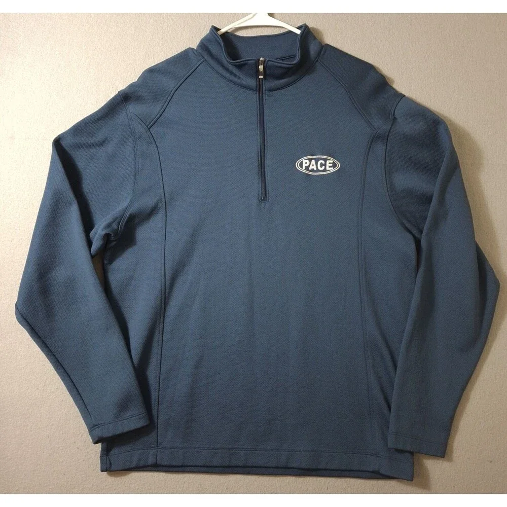 Nike Golf Cover Up Jacket Dri-Fit Mens L Blue Long Sleeve 1/4 Zip Sweater